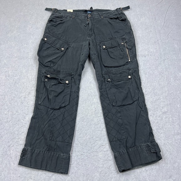 Polo Ralph Lauren Pants Men's 38x30 Black Cargo Parachute Baggy Military Utility - Picture 1 of 16
